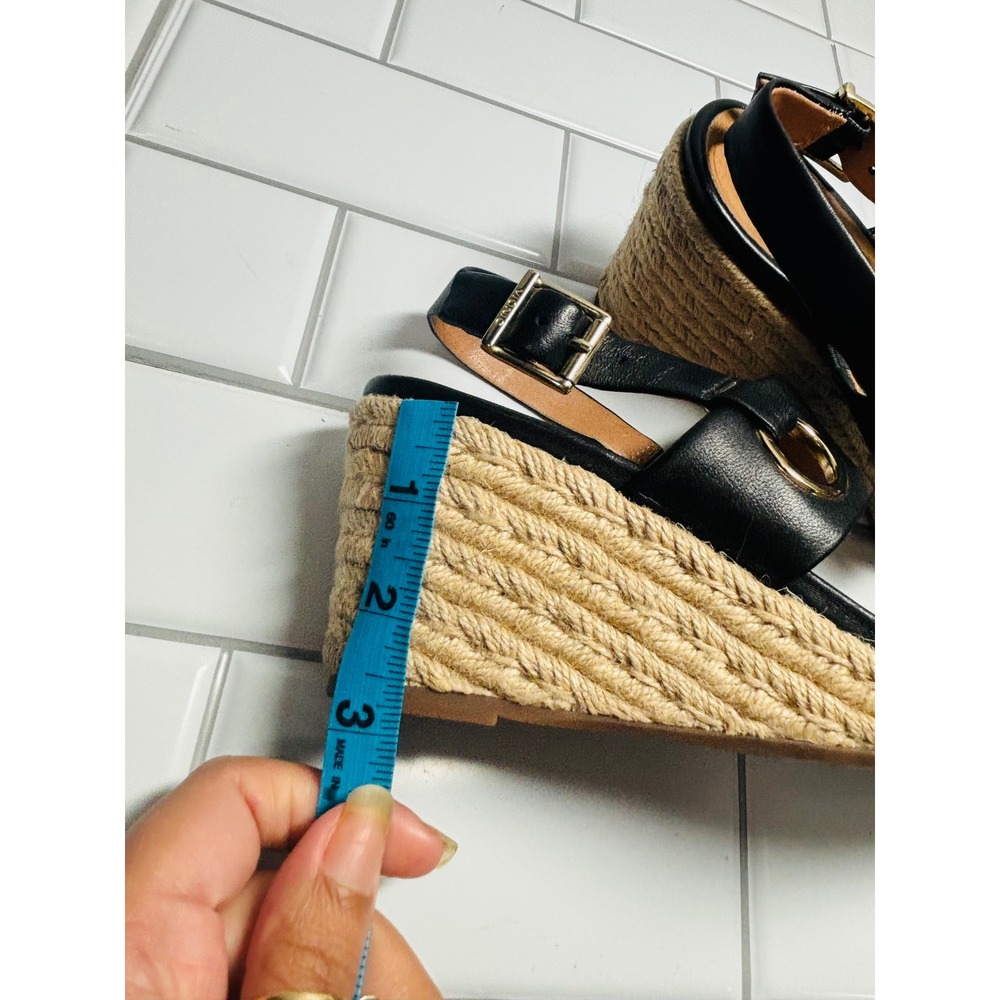 Vionic Tulum Vero Espadrilles Wedge Sandals Black Leather Jute Size 8 - Picture 13 of 13